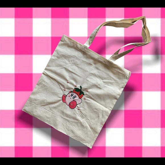 Cute Kirby strawberry theme 6oz tote bag - Picture 2 of 10